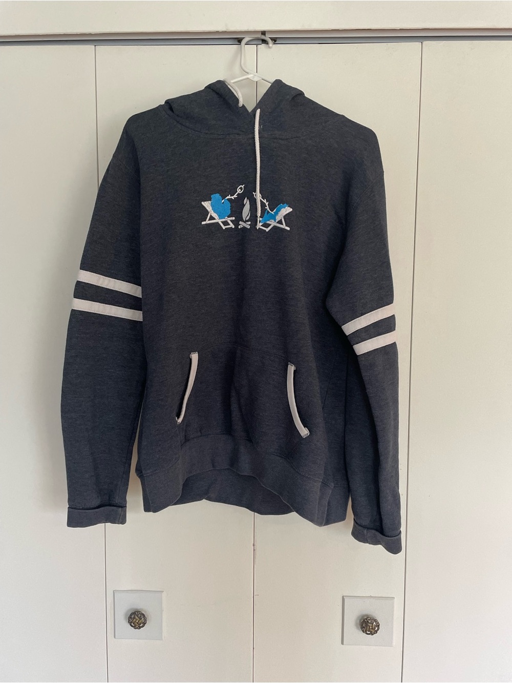 Women’s XL LivinFresh Heather Blue Gray Hoodie Up North Michigan Logo